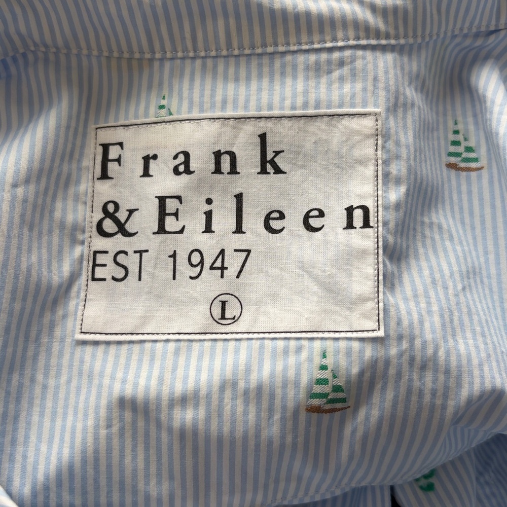 Frank and Eileen SILVIO Light Blue Stripe Sailboats Italian Cotton Sz L NEW - Picture 9 of 14